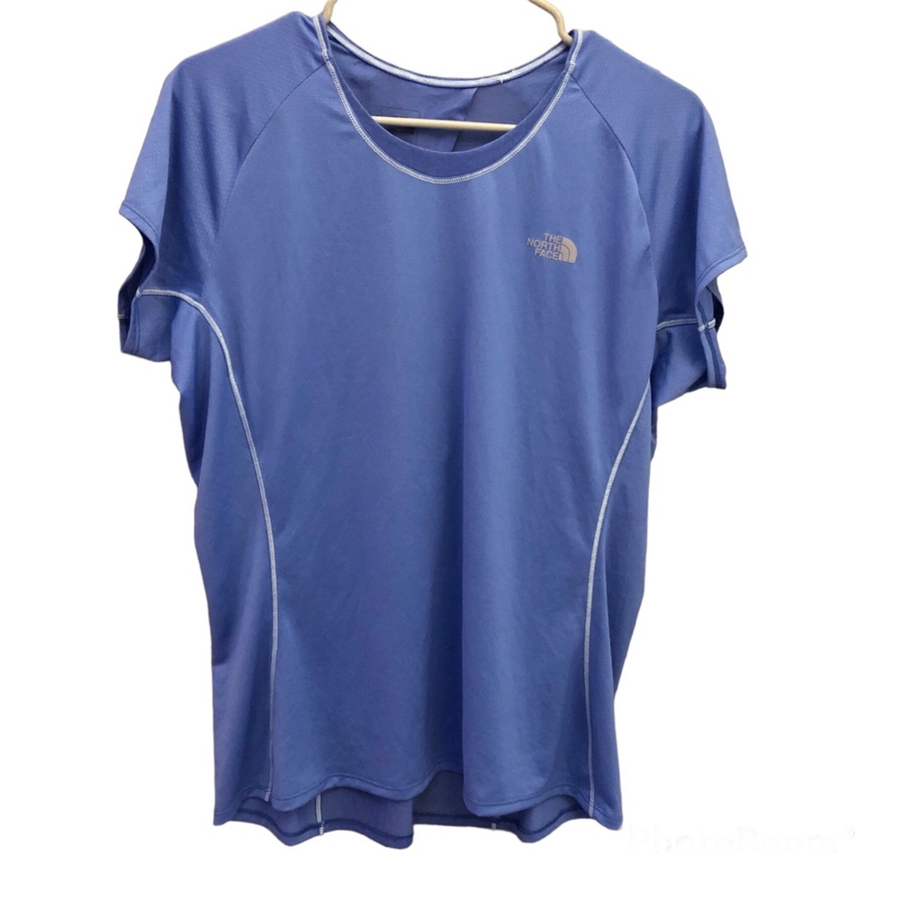 North Face Flash Dry Active Keyhole Cutout Short Sleeve Shirt Blue Large